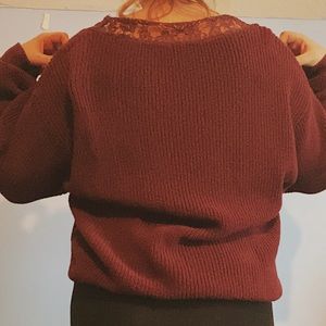 Over sized lace neck sweater
